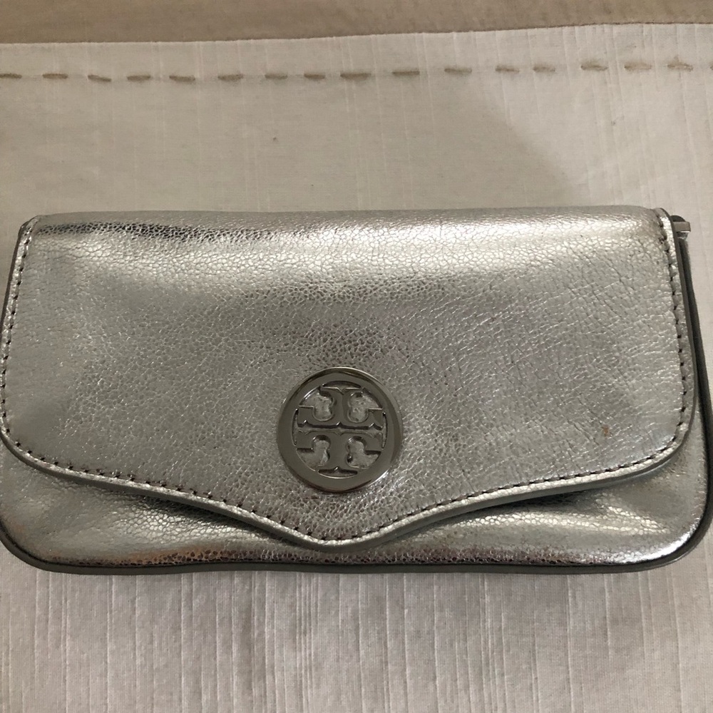 Tory Burch Silver Crossbody/Clutch Purse